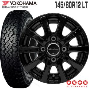 ジオランダー KT Y828C 145/80R12 80/78N LT ユーロスピード G10 12×3.5 ブラック (特注カラー) 4本ホイールセット ヨコハマ GEOLANDAR K/T (145R12 6PR 互換)｜e-tireshop