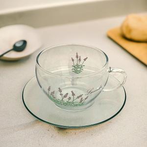 ガラスカップ＆ソーサー(ラベンダー)