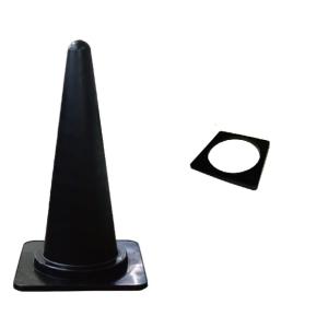 カラーコーン 黒色 (1個) (ウエイト付き) (高さ70cmx幅38cm) 無地 コーンウェイト 三角コーン
