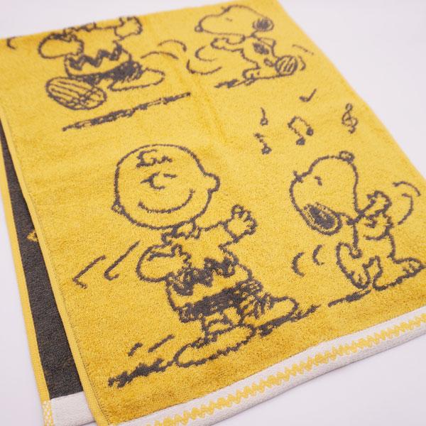 スヌーピー ピーナッツ フェイスタオル Dance イエロー 34×80cm 日本製