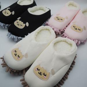 ルームシューズ 中ボア 足裏モップ 23-25cm ヒツジ