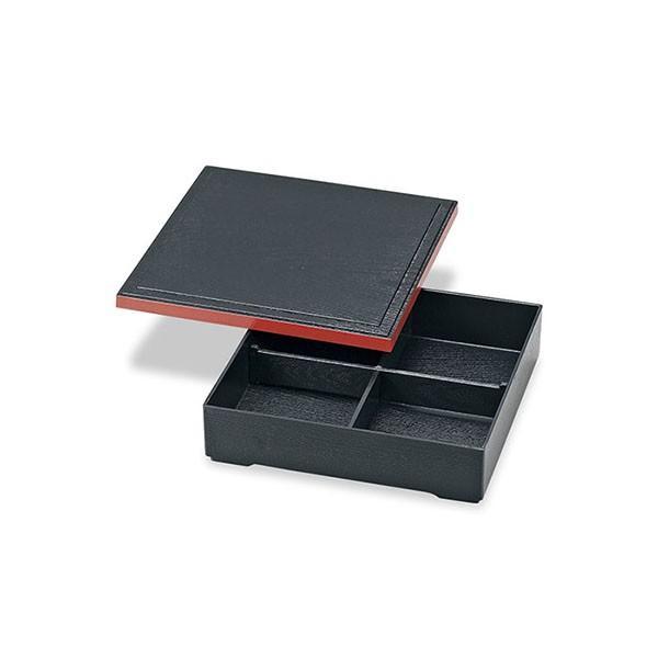 お弁当箱 松花堂弁当箱 8.5 松華堂 十字仕切 黒渕朱 1段