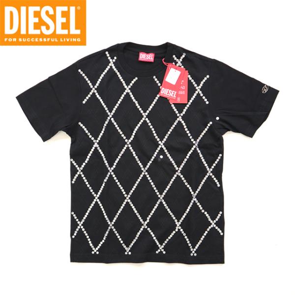 ディーゼル（DIESEL JUNIOR）ジュニア 訳あり カットソー ブラック系 　ラインストーン飾...