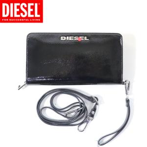 ディーゼル（DIESEL）レディース 訳あり 長財布（小銭入れあり） ブラック系 　レザー使い ショルダーベルト・ストラップ付 （サイズ/UNI）*cl3073｜e-warehouse