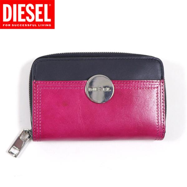 ディーゼル（DIESEL）レディース 訳あり 二つ折り財布（小銭入れあり） ピンク系 　レザー使い ...