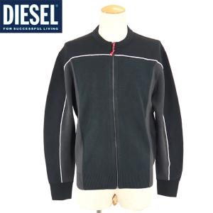 ディーゼル（DIESEL）メンズ 訳あり ニット クルーネック ブラック系 　袖・首回りに生地切替 ...