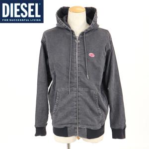 ディーゼル ジョグジーンズ（DIESEL JOGG JEANS）メンズ 訳あり パーカー ジップアップ ブラック系 　ブラックデニム地 胸にロゴマーク （サイズ/M）*cm0017｜e-warehouse