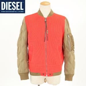 ディーゼル（DIESEL）メンズ 訳あり 中綿入りジャケット オレンジ系 　ニット地使い ジップアップ スウェット地 （サイズ/S）*cm0023｜e-warehouse