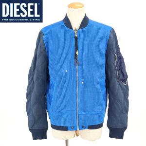 ディーゼル（DIESEL）メンズ 訳あり 中綿入りジャケット ブルー系 　ニット地使い ジップアップ スウェット地 （サイズ/L）*cm0024｜e-warehouse