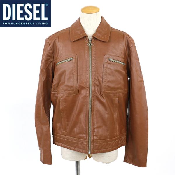 ディーゼル（DIESEL）メンズ 訳あり レザージャケット ブラウン系 　レザー使い （サイズ/XL...