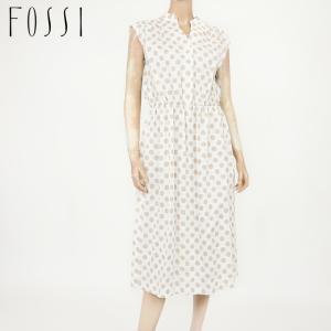 フォッシィ（FOSSI）レディース ロングワンピース ホワイト系 　ドット柄 ノースリーブ （サイズ/38）*fo0032｜e-warehouse