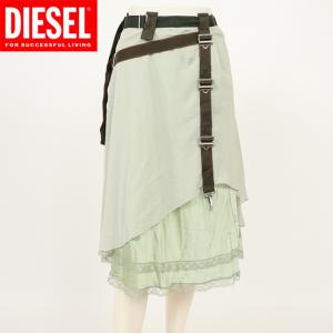 ディーゼル（DIESEL）レディース 訳あり ひざ丈スカート グリーン系 　ラインストーン飾り （サイズ/XS）*hl1013｜e-warehouse