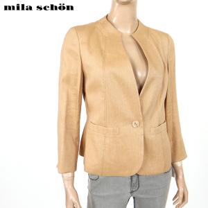 ミラ・ショーン（mila schon）レディース ノーカラージャケット ブラウン系 　麻混紡 （サイズ/40/42）*sh0001｜e-warehouse