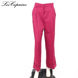レコパン（Les Copains）レディース ロングパンツ レッド系 　麻混紡 （サイズ/40/42）*sh0034