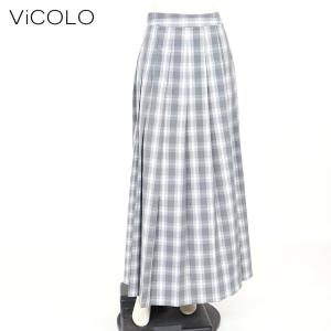 ヴィコロ（VICOLO）レディース ロングスカート グレー系 　チェック柄 イタリア製 （サイズ/XS/S/M）*uw0141｜e-warehouse