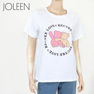 ジョリーン（JOLEEN）レディース 半袖Tシャツ ホワイト系 　ラインストーン飾り ボーダー イタリア製 （サイズ/F）*uw2011｜e-warehouse