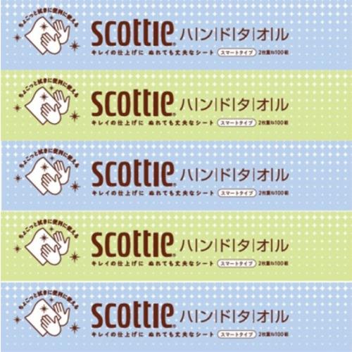 日本製紙クレシア スコッティ ハンドタオル １００ スマートタイプ ５箱パック 5P