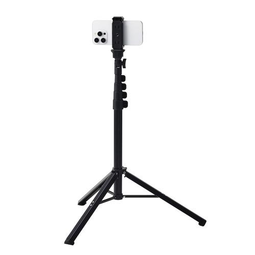 エレコム P-STCFWL02BK 三脚 スマホ・デジカメ対応 スマホホルダー付 最大約165cm ...