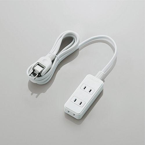 エレコム T-S02N-2320WH 電源タップ 2m スイングプラグ 3個口 絶縁キャップ付き ホ...