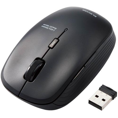 エレコム M-BL21DBKBK BlueLEDマウス 無線 5ボタン 抗菌 ブラック