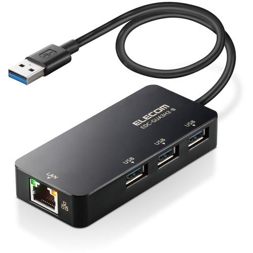 エレコム EDC-GUA3H2-B LANアダプター 有線 タイプA Giga USBハブ付 (US...