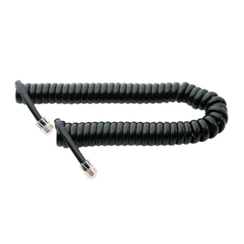 ミヨシ DC-J403／BK 4極4芯 受話器用カールコード クロス結線タイプ   ブラック