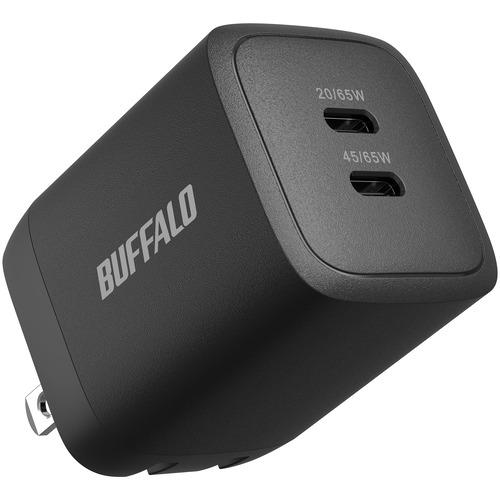 BUFFALO BSACPD6500C2BK PD65W対応 AC充電器 Type-C×2ポート  ...
