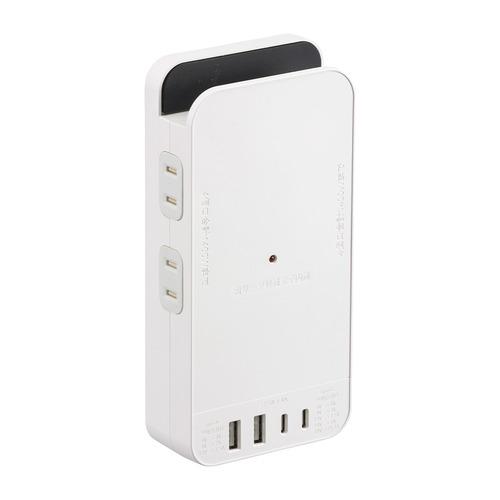 オーム電機 HS-AK4UW25 フラット壁タップ 30W 4個口 PD対応 ホワイト