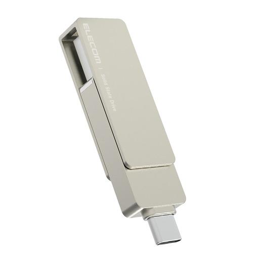 エレコム ESD-EPA0500GSV 外付けポータブルSSD 500GB USB Type C ／...