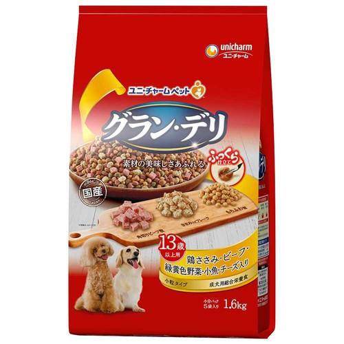 ユニ・チャーム グラン・デリふっくら仕立て１３歳以上用鶏ささみ・ビーフ・緑黄色野菜・小魚・チーズ・角...