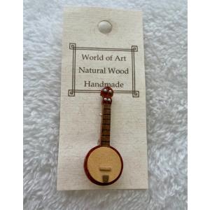 手作りの寄木ブローチ　マンドリン