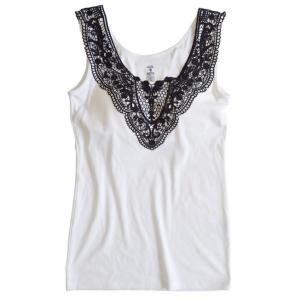 ブラトップ レースを重ねたパット付きタンク  タンクトップ ノンワイヤー  zootie ズーティー  フロントレース タンクトップ ブラトップ 返品交換不可