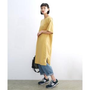 チュニックワンピース レディース Tシャツ 半袖 ロング 大きいサイズ デザインPlus ポケット付き チュニックワンピース