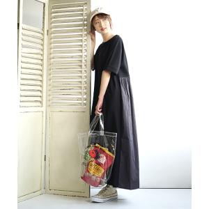 ワンピース レディース 秋 ロングワンピース Tシャツワンピース 半袖 zootieズーティー バックギャザー 異素材Aライン Tシャツワンピース