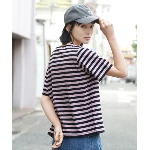 カットソー Tシャツ レディース 半袖 ボーダー 無地 トッ...