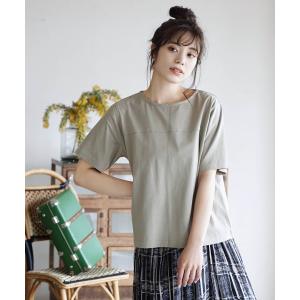 Tシャツ レディース 半袖 秋 トップス カットソー プルオーバー 丸首 綿100% 無地 コットンカットソー［半袖/無地］