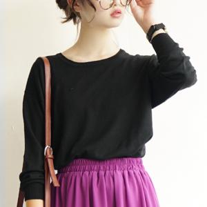 ニット レディース 冬 ラウンドネック 長袖 無地 ライトニット トップス ラウンドネック とろニット ゆったりプルオーバー
