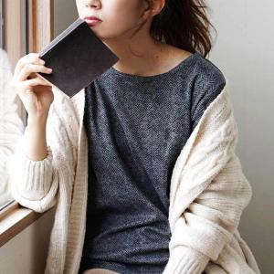 裏起毛カットソー 冬服 レディース 防寒対策 重ね着 無地＆ボーダー 裏起毛クルーネックカットソー