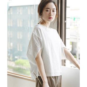 レースブラウス レディース 半袖 秋 トップス シャツ 五分袖 ボートネック レース きれいめ スクエアカットレース プルオーバー