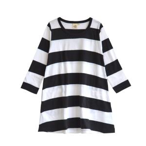 ワンピース ［キッズ］110〜150 親子お揃いで着られる  キッズ 子供服 カットソー 綿100％  コットンカットソーワンピース［キッズ/長袖/ボーダー］