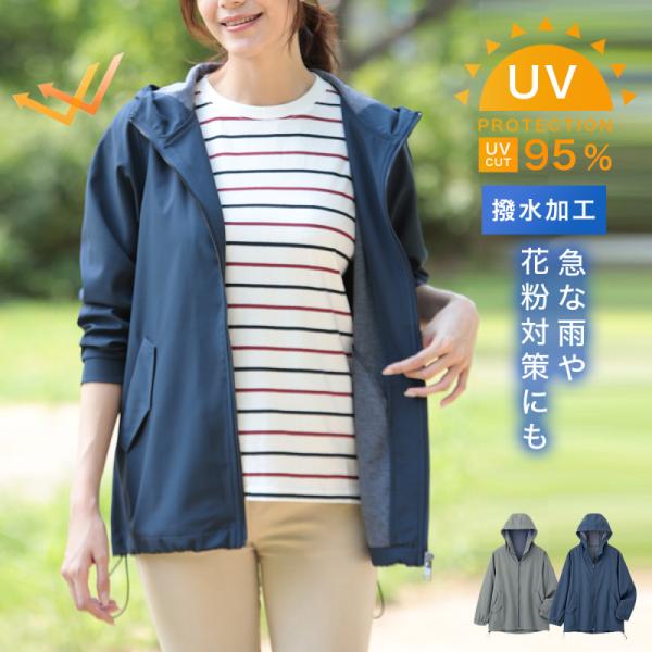 パーカー uvカット レディース 撥水 花粉 薄手 春夏 ポリエステル アウター 上着 花粉対策 日...