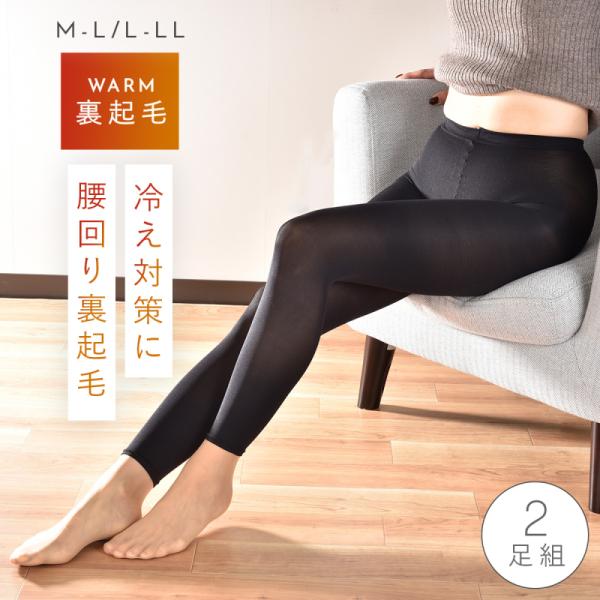 レギンス タイツ 80デニール 2足組 セット 厚手 冬用 秋冬用 裏起毛 腰回り 透けにくい 腹巻...