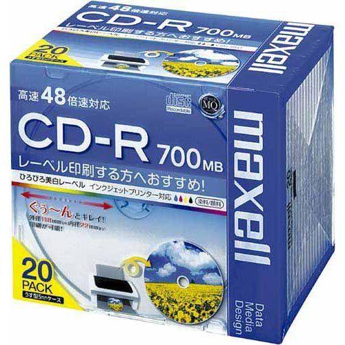 maxell マクセル データ用CDR48倍700MB1枚ずつPケース入20枚パックプリンタブルレー...