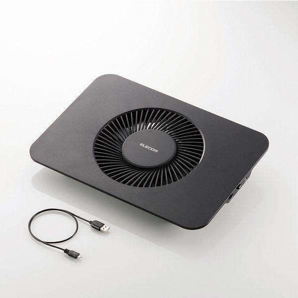ELECOM エレコム ノートパソコン冷却台 横置き 大型ファン 14インチまで対応 ブラック SX...