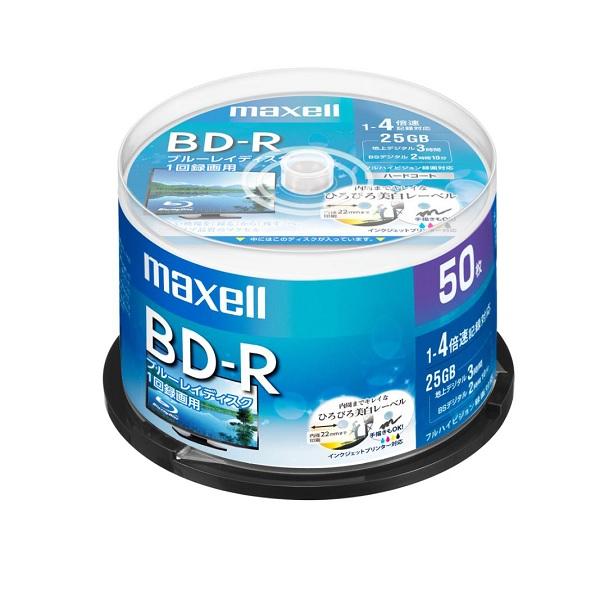 maxell マクセル BD-R 4倍速 50枚 プリンタブル/スピンドル BRV25WPE.50S...