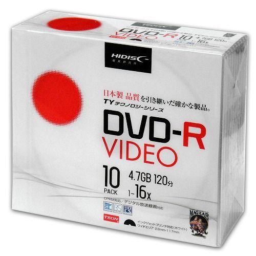 HIDISC ハイディスク TYシリーズ 16倍速DVD-R ビデオ用 CPRM/10枚5mmPケー...
