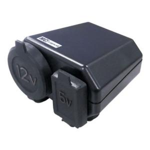 NEWING  ニューイング バイク用電源 DCステーション プラス2 シガーソケット+USB端子タイプ MAX120w+2.1A NS-003 (2380977)