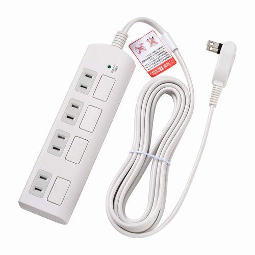 ELPA エルパ 電源タップ フラット個別スイッチ AC 4個口 コード長 3m 雷ガード WBSL...