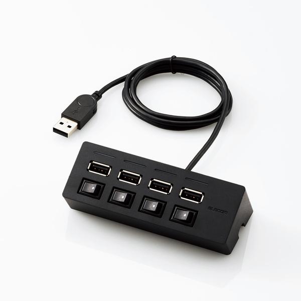 ELECOM エレコム USB2.0 4ポートハブ ブラック U2H-TZS428BBK(24868...
