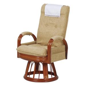 萩原 ハギハラ ギア回転座椅子 座面高20cm ラタン 花柄 RZ-921(2519912